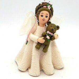 The Kneeded Angels Daughter with Teddy Bear Ornament by Carol A. Graziano